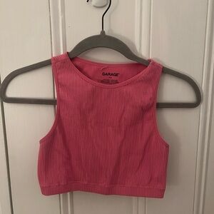 Garage Pink Ribbed Crop Top